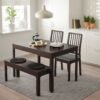 Stonebrew Bench Set – Table with 2 chairs and bench, dark brown/Orrsta light grey, 120/180 cm