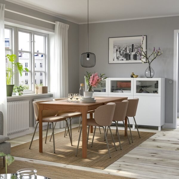 Beigewood Harmony – Table and 4 chairs, oak/Tonerud dark beige, 120/180 cm