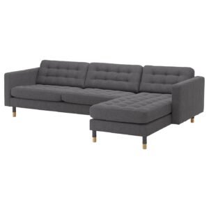 SofaLux 4CG - 4-seat sofa, with chaise longue/Gunnared dark grey/wood