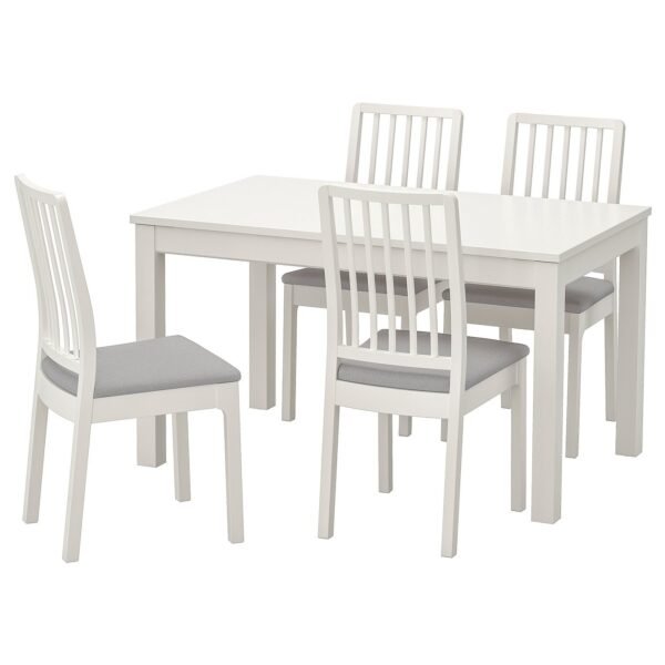 Frostline 4 – Table and 4 chairs, white/white light grey, 130/190x80 cm