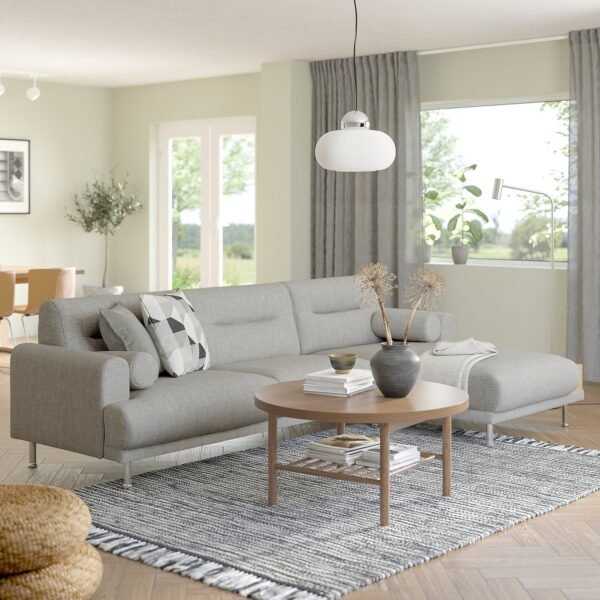 SofaNova 3R - 3-seat sofa w chaise longue, right, Lejde/light grey metal