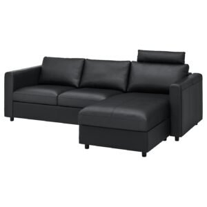 SofaLux 3CH - 3-seat sofa, with chaise longue with headrest/Grann/Bomstad black