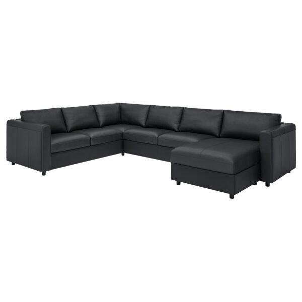 SofaLux CR5C - Corner sofa, 5-seat, with chaise longue/Grann/Bomstad black